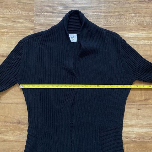 Cabi M Black Sweetheart Open Waterfall Cardigan Long Rib Knit Sweater Witchy - Picture 13 of 16